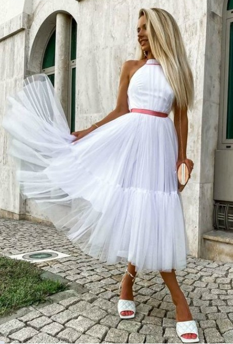 EMO - SUKIENKA LARA TIULOWA BIAŁA