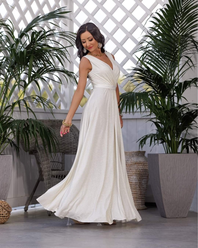 ELIZABETH SUKIENKA ŚLUBNA SALMA ECRU Z POŁYSKIEM