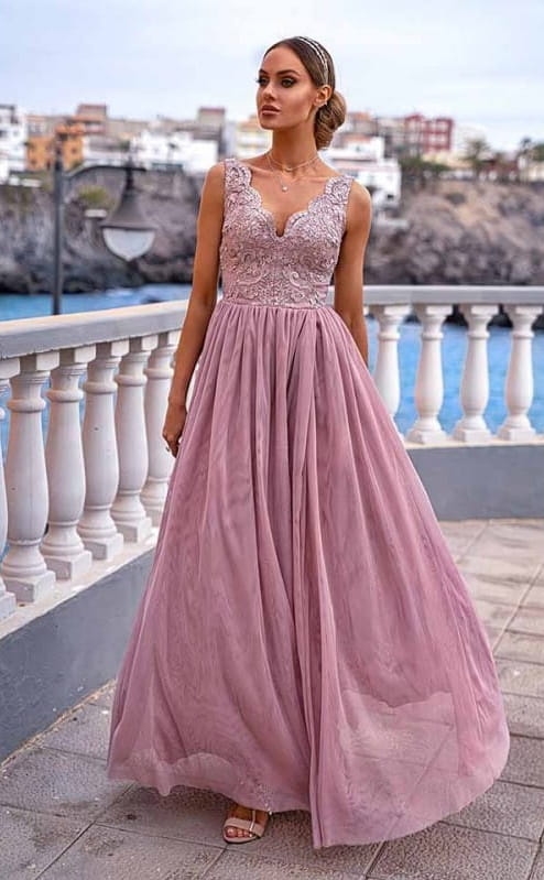 EMO - SUKIENKA CHIARA TIULOWA PUDROWY RÓŻ