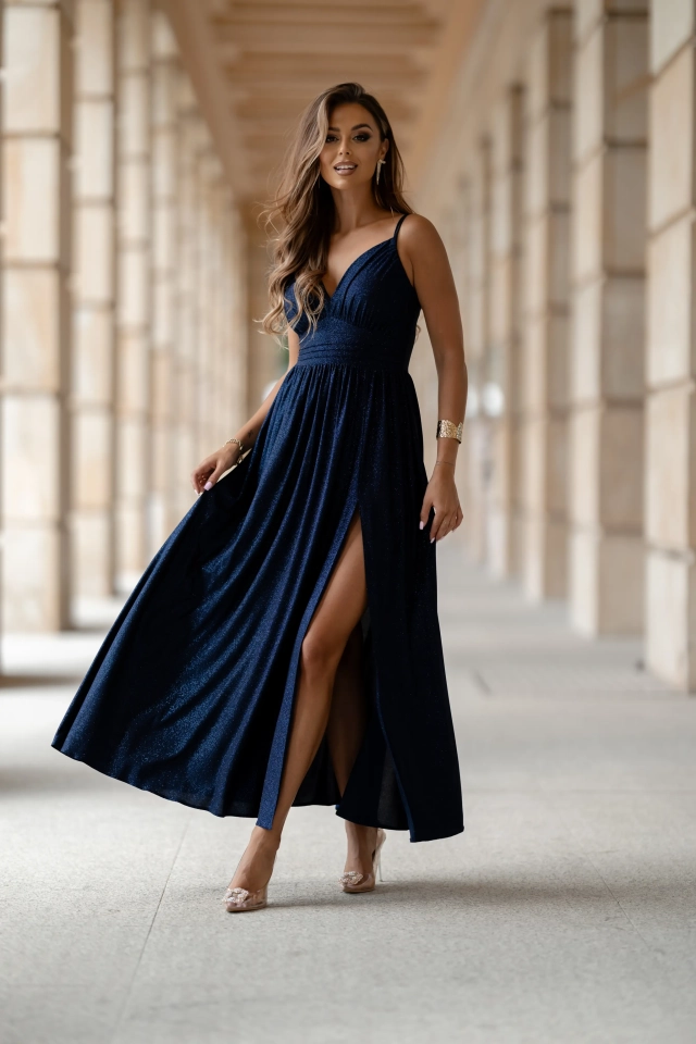 KATNISS SUKIENKA CRYSTAL Z POŁYSKIEM GRANATOWA