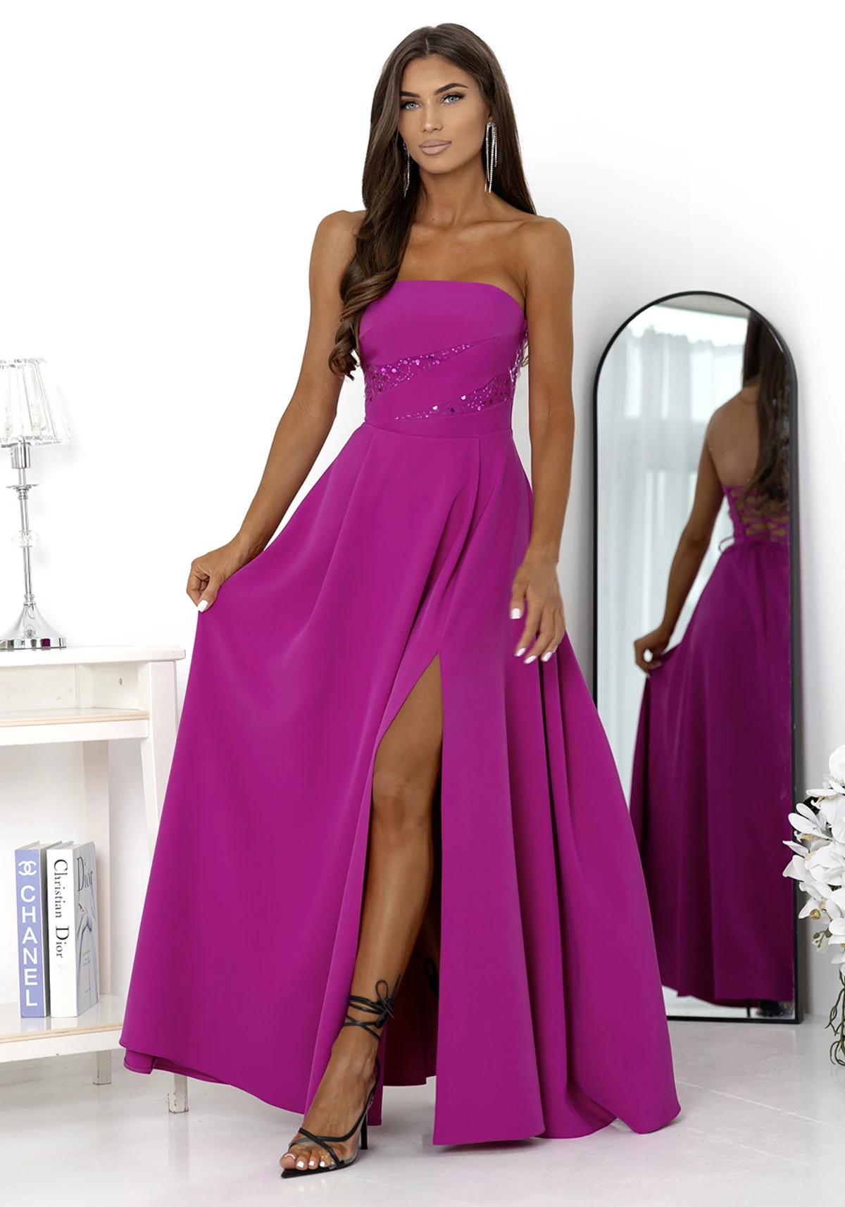 sukienka maxi gorsetowa z cekinami duet rossana magenta.webp